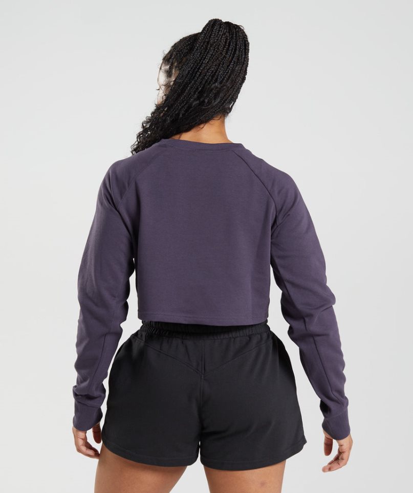 Women's Gymshark Legacy Cropped Sweatshirts Purple | NZ 6UTRDC